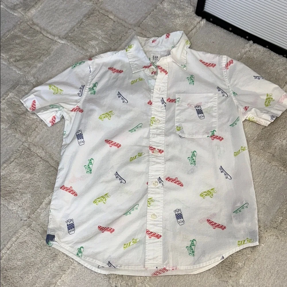 GAP KIDS medium Poplin Skateboard Print Shirt